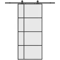 vidaXL Porte coulissante avec ferrure noire 90x205 cm verre ESG