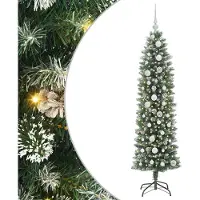 vidaXL Arbre de Noël artificiel slim avec 150 LED Vert et blanc 150 cm