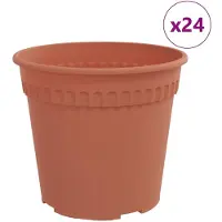 vidaXL Pot À Fleurs Rond 24 Pcs Rouge Brique Ø 17 X 14 Cm Plastique