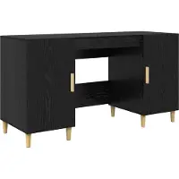 vidaXL Bureau noir imitation bois chêne, fabriqué en panneaux de particules