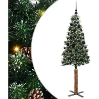 vidaXL Sapin de Noël mince avec 300 LED Vert et blanc 180 cm