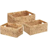 vidaXL Paniers de rangement 3 pcs Naturel 40 x 30 x 18 cm