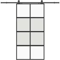 vidaXL Porte coulissante avec ferrure noire 102,5x205 cm verre trempé