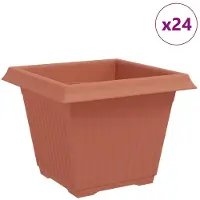 vidaXL Pot De Fleurs Carré 24 Pcs Rouge Brique 43 X 43 X 33.5 Cm
