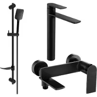 Mexen Zero SET Mélangeur lavabo + bain avec accessoires DF62, noir (7113DF62-70)