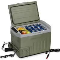 Klarstein PolarForce 30L Glacière - Glacière électrique à compression, LCD, -20°C à 20°C, roues tout-terrain, poignées doubles, mode ECO, protection batterie, vert, congélateur