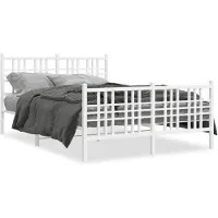 DKD Home Decor Cadre de lit avec tête et pied de lit en métal blanc 140x190 cm