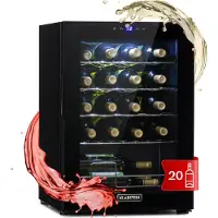 Klarstein Cave a Vin sur Pieds, Caves à Vin de 53L avec une Porte en Verre, Cave a Vins à Zone Unique, Bar Intérieur/Extérieur, Frigo vin, Cave a Vin de Vieillissement, Petite Cave à Vin 20 Bouteilles