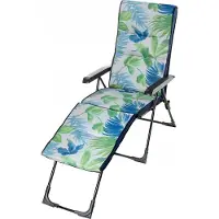 Kadax Chaise longue de jardin et coussin "Elche", Chaise de jardin, Pliable, avec capacité de charge jusqu'à 110kg et repose-pieds réglable, Gris et bleu