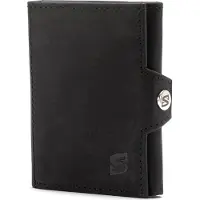 SERASAR | Portefeuille en cuir de vache [Genius] en cuir | Couleur : Noir | Longueur : 9cm