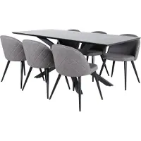 Ebuy24 PiazzaBLBL ensemble table, table noir et 6 Velvet Stitches chaises gris.