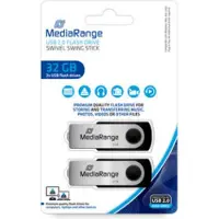 MediaRange ge Clé mémoire USB, 32 Go 32 Go, pack de 2 (32 Go, USB-A), Clé USB, Noir, Argent