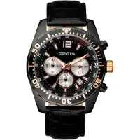 Orphelia Chronographe avec mouvement quartz, date, affichage 24h, stopwatch et aiguilles lumineuses, Noir, (44 mm)