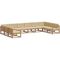 vidaXL Ensemble de salon de jardin 10 pièces, couleurs naturelles et beige