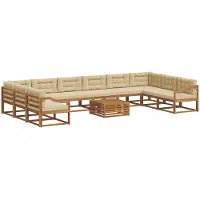 vidaXL Ensemble de canapés d'extérieur avec coussins 11 pièces Nature et Beige