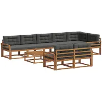 vidaXL Ensemble de canapés d'extérieur avec coussins 9 pièces Nature et Anthracite