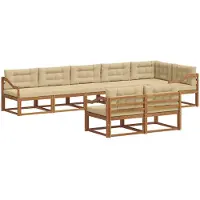 vidaXL Ensemble de canapés d'extérieur avec coussins 8 pièces Nature et Beige