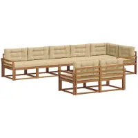 vidaXL Ensemble de canapés d'extérieur avec coussins 8 pièces Nature et Beige