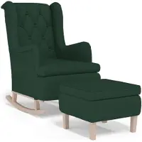 vidaXL Fauteuil à bascule avec tabouret Vert foncé Tissu