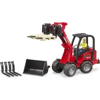 BRUDER , chargeur agricole Schäffer 2034 avec accessoires 02191, Profi, 29,5 x 9,6 x 15,7 cm, rouge, 2191