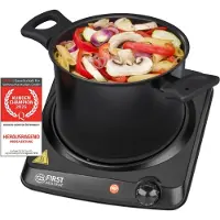 TZS First Austria Plaque de cuisson céramique à infrarouge | Tous types de casseroles | Plaque de cuisson simple 17,5 cm | Plaque de cuisson pour déménagement, camping, location de vacances | Noir *