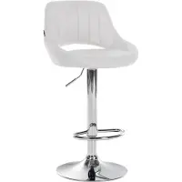 CLP Tabouret de bar Milet en similicuir, réglable en hauteur, pivotant, avec dossier, blanc, structure chromée