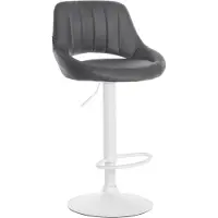 CLP Tabouret de bar Milet, revêtement en similicuir, réglable en hauteur, pivotant, avec dossier | Couleur : gris, structure : blanc