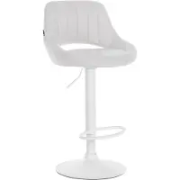 CLP Tabouret de bar Milet en similicuir, réglable en hauteur, pivotant, avec dossier, blanc, structure blanche