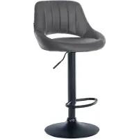 CLP Tabouret de bar Milet en similicuir, réglable en hauteur, pivotant, avec dossier, gris, structure noire