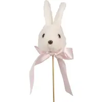 Clayre & Eef Figurine de décoration Lapin 7x7x33 cm Blanc Textile