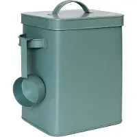Relaxdays Boîte en métal , boîte de rangement de 6,5 L avec doseur, pour aliments pour animaux et produits alimentaires, hermétique, boîte à lessive, verte