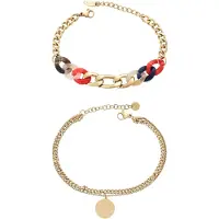 Faina Bracelet bleu foncé / or / rouge / transparent