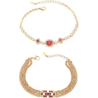 Faina Bracelet or / rouge rubis