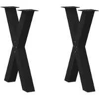 vidaXL Pieds de table de salle à manger en X 2 pcs. noir 50x(72-73) cm acier