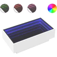 vidaXL Table basse LED blanche 90x50x30 cm bois composite