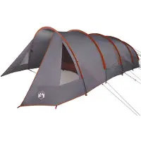 vidaXL Tente tunnel pour 6 personnes, gris et orange, 890 x 470 x 220 cm