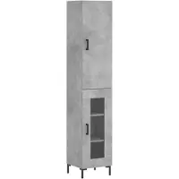 vidaXL Highboard gris béton 34,5x34x180 cm Bois composite