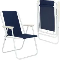 Springos Chaise de jardin à dossier haut Chaise pliante Chaise de pêcheur Chaise de camping Outdoor - bleu foncé