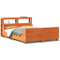 vidaXL Lit en bois massif sans matelas pin brun cireux 135x190 cm