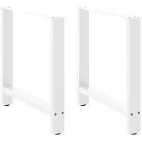 vidaXL Pieds de table de salle à manger Blancs 2 pcs. 80x(72-73) cm Acier