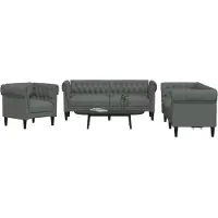vidaXL Ensemble de canapés 3 pièces gris foncé Tissu