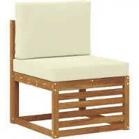vidaXL Ensemble de canapés , 3 pièces, en bois d'acacia massif, couleur naturelle et crème