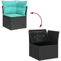 vidaXL Ensemble de 12 canapés de jardin avec coussins noir poly rotin