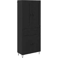 vidaXL Highboard noir imitation chêne 69,5 x 34 x 180 cm Bois composite