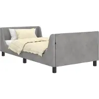 vidaXL Sommier de lit d'enfant avec tête de lit gris clair 90 x 190 cm velours