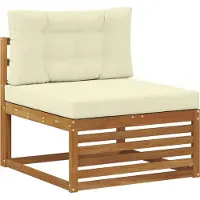 vidaXL Ensemble de canapés , 3 pièces, en bois d'acacia massif, couleur naturelle et crème