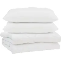 vidaXL Couette avec oreiller 3 pcs blanc microfibre