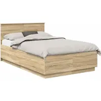 vidaXL Cadre de lit avec tête de lit Chêne Sonoma 120 x 190 cm Bois composite