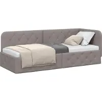 vidaXL Cadre de lit d'angle Taupe 80 x 200 cm Tissu