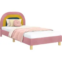 vidaXL Sommier de lit d'enfant avec tête de lit rose 90 x 190 cm velours